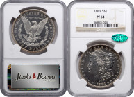 1883 Morgan Silver Dollar. Proof-63 (NGC). CAC.

Untoned apart from subtle iridescent highlights at the borders, this brilliant finish specimen is d...
