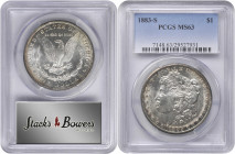 1883-S Morgan Silver Dollar. MS-63 (PCGS).

A highly lustrous, sharply struck example with brilliant centers ringed in peripheral iridescence of cha...