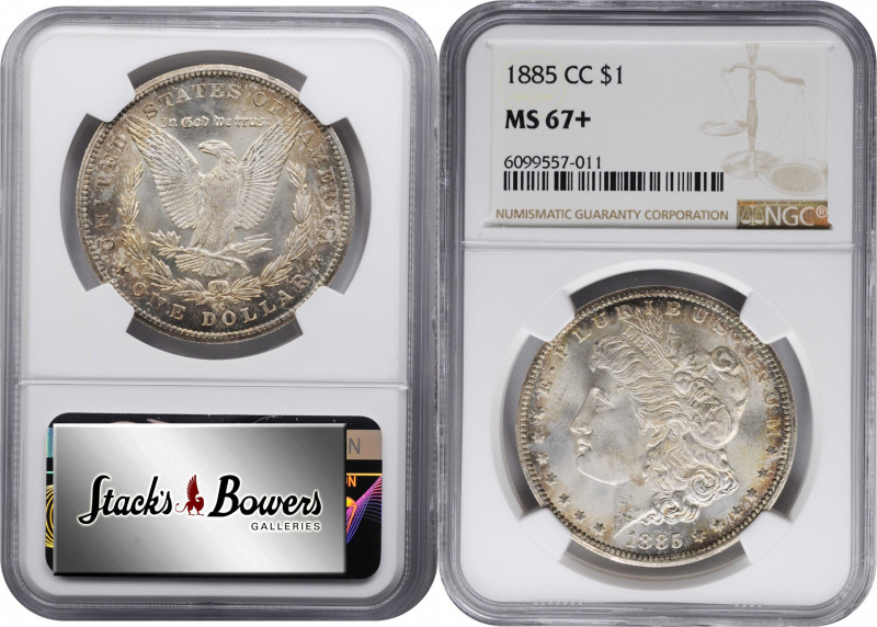 1885-CC Morgan Silver Dollar. MS-67+ (NGC).

This lovely Superb Gem features a...
