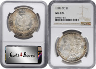 1885-CC Morgan Silver Dollar. MS-67+ (NGC).

This lovely Superb Gem features an obverse and reverse dressed in iridescent reddish-apricot, pale rose...