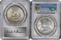 1886 Morgan Silver Dollar. MS-67+ (PCGS). CAC.

Nicely toned at the outer regions with bold cartwheel luster, this Superb Gem seems like a bargain a...