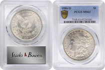 1886-O Morgan Silver Dollar. MS-63 (PCGS).

Attractive pale lilac and lemon toning is present both sides of this lustrous and surprisingly well stru...