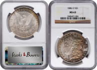 1886-O Morgan Silver Dollar. MS-63 (NGC).

This lustrous golden gray Morgan dollar exhibits rich olive-gold and russet toning over most of the obver...