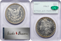 1887 Morgan Silver Dollar. Proof-63 (PCGS). CAC. OGH--First Generation.

An otherwise light silver piece with warm reddish-copper highlights scatter...