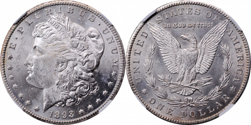 1893-CC Morgan Silver Dollar. MS-62 (NGC).

This is an uncommonly well defined...