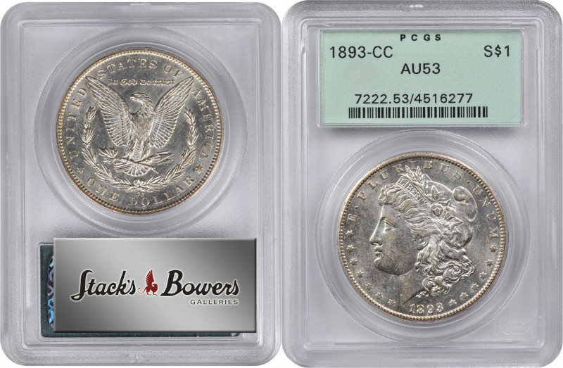 1893-CC Morgan Silver Dollar. AU-53 (PCGS). OGH.

Brilliant and highly lustrou...