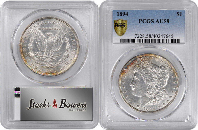 1894 Morgan Silver Dollar. AU-58 (PCGS).

Otherwise brilliant surfaces exhibit...