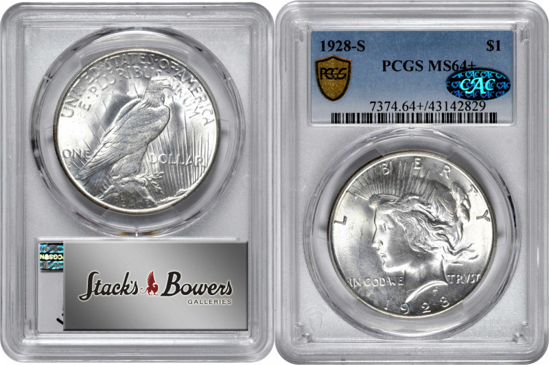 1928-S Peace Silver Dollar. MS-64+ (PCGS). CAC.

Suitably bold in strike for t...