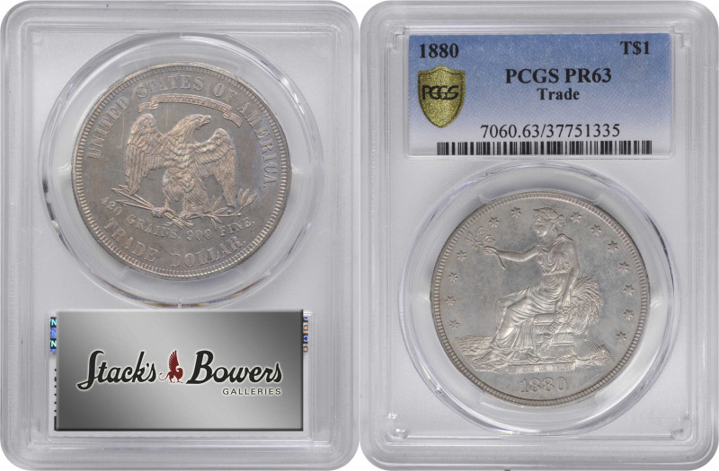 1880 Trade Dollar. Proof-63 (PCGS).

A smartly impressed, universally mirrored...