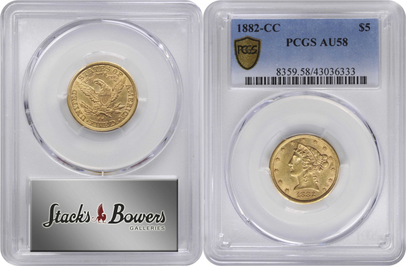 1882-CC Liberty Head Half Eagle. Winter 1-A, the only known dies. AU-58 (PCGS). ...