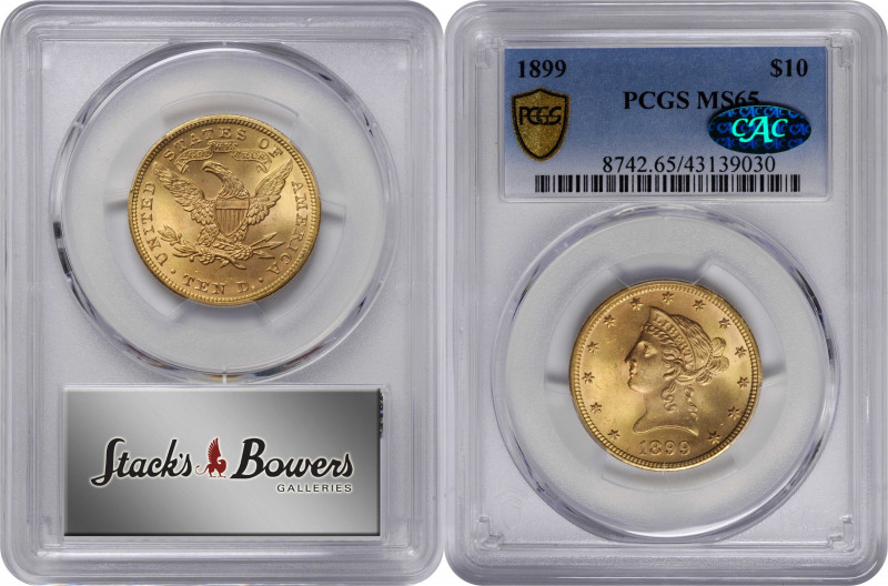 1899 Liberty Head Eagle. MS-65 (PCGS). CAC.

Richly frosted with only a few we...