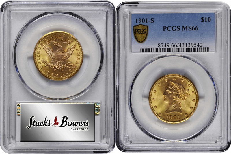 1901-S Liberty Head Eagle. MS-66 (PCGS).

A true beauty, this Gem displays war...