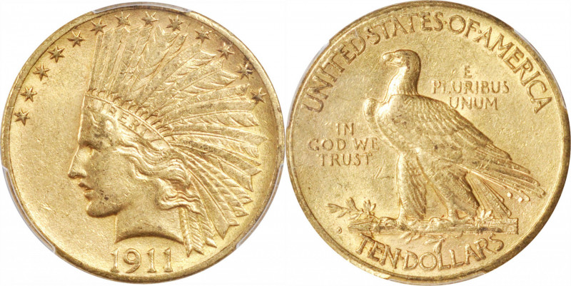 1911-D Indian Eagle. AU-53 (PCGS). CAC.

Rich honey-gold color with glints of ...