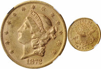 1872-S Liberty Head Double Eagle. AU-58 (NGC).

Pale pinkish-silver tinting to dominant golden-rose surfaces, both sides also exhibit modest semi-pr...