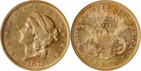 1873-S Liberty Head Double Eagle. Close 3. AU-55 (NGC).

Lustrous light golden-apricot surfaces with the central design elements boldly to sharply d...