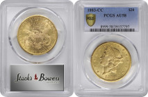 1883-CC Liberty Head Double Eagle. AU-58 (PCGS).

Satiny and intensely lustrous surfaces approach Mint State preservation. Sharply struck in and aro...