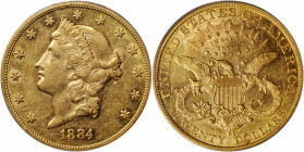 1884-CC Liberty Head Double Eagle. AU-53 (PCGS).

Vivid golden color greets the viewer from both sides of this sharply struck, satin to semi-proofli...