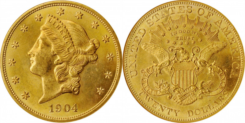 1904 Liberty Head Double Eagle. MS-64 (NGC). CAC. OH.

This fully original, br...