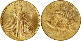 1908 Saint-Gaudens Double Eagle. No Motto. MS-65 (PCGS). CAC. OGH.

A thoroughly PQ Gem Uncirculated example of this perennially popular type issue ...