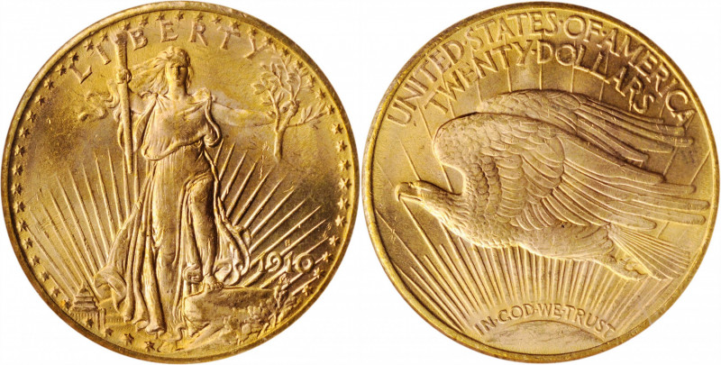 1910-S Saint-Gaudens Double Eagle. MS-65 (NGC). OH.

Vivid golden-orange surfa...