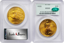 1926 Saint-Gaudens Double Eagle. MS-65 (PCGS). CAC. OGH.

Vibrant mint frost swirls on both sides of this well-struck Gem double eagle.

PCGS# 918...
