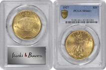 1927 Saint-Gaudens Double Eagle. MS-66+ (PCGS).

Sharply struck with intense mint luster, this vivid rose-orange beauty also sports exceptionally sm...