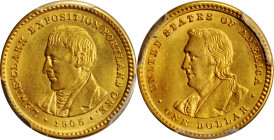 1905 Lewis and Clark Exposition Gold Dollar. MS-64 (PCGS).

Lustrous and vivid Choice Mint State quality for the more conditionally challenged of th...