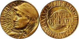 1915-S Panama-Pacific Exposition Gold Dollar. MS-67 (PCGS).

Breathtakingly beautiful surfaces exhibit blended power blue highlights to dominant gol...