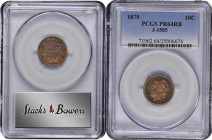 1879 Pattern Washlady Dime. Judd-1585, Pollock-1778. Rarity-6+. Copper. Reeded Edge. Proof-64 RB (PCGS).

Obv: Chief Engraver Charles E. Barber's Wa...