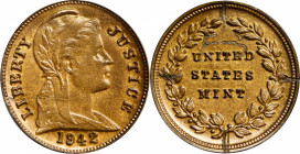 1942 Experimental Cent. Judd-2060, Pollock-Unlisted, RB 42-58 Third Reverse. Rarity-7-. Injection Molded Cellulose Acetate (Tenite I), Brown. Plain Ed...