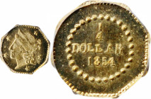 1854 Octagonal 25 Cents. BG-105. Rarity-3. Liberty Head. MS-66 (PCGS).

Extraordinary top-of-the-pop premium Gem quality for this early BG number in...