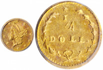 Undated (1853) Round 25 Cents. BG-204. Rarity-5. Liberty Head. MS-61 (PCGS).

One example of this variety was retrieved from the S.S. Winfield Scott...