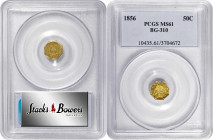 1856-N Octagonal 50 Cents. BG-310. Rarity-6. Liberty Head. MS-61 (PCGS).

Semi-reflective surfaces are dressed in warm, vivid olive-gold color with ...