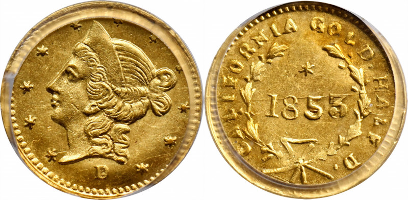 1853-D Round 50 Cents. B-422. Rarity-6+. Liberty Head. MS-63 (PCGS).

Vivid me...