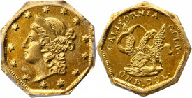 Undated (1853-1854) Octagonal $1. BG-501. Rarity-5-. Liberty Head, "Humbert" Eagle Reverse. MS-61 (PCGS).

Flashy semi-prooflike quality for this po...