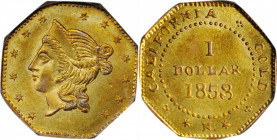 1853-N Octagonal $1. BG-530. Rarity-2. Liberty Head. MS-64 (PCGS).

Rare and inviting near-Gem quality for this otherwise readily obtainable BG numb...