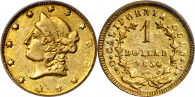 1854-GL Round $1. BG-605. Rarity-6+. Liberty Head. AU-55 (PCGS).

This is one of the most avidly sought entries in the California small denomination...