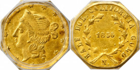 "1856"-N (ca. 1860) Octagonal 50 Cents. BG-915A. Rarity-7. Liberty Head. MS-61 (PCGS).

One of our most significant California Small Denomination go...