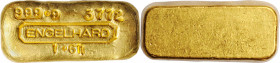 Engelhard Gold Ingot. No. 3772. 1.611 Ounces. 999.9 Fine.

27.5 mm x 12 mm x 9.5 mm, slightly trapezoidal shape. Bright golden-yellow color overall ...
