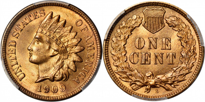 1909-S Indian Cent. MS-66 RD (PCGS). CAC.

A thoroughly PQ example of this pop...