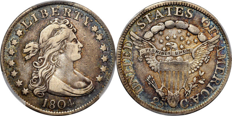 1804 Draped Bust Quarter. B-1. Rarity-3. VF-35 (PCGS).

Inviting mid grade qua...