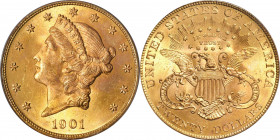 1901 Liberty Head Double Eagle. MS-65 (PCGS). OGH.

Gorgeous rose-gold surfaces are fully lustrous with a predominantly smooth, softly frosted textu...
