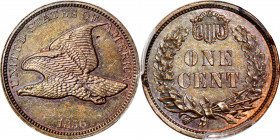 1856 Pattern Flying Eagle Cent. Judd-185, Pollock-221, Snow-PT1b, Die Pair II. Rarity-7+. Copper. Plain Edge. Proof-62 BN (PCGS).

Obv: The same des...