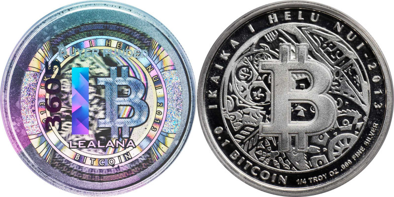 2013 Silver Lealana 0.1 Bitcoin (BTC). No. 3605. Series 1. Unredeemed. Buyer Fun...