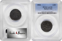 1804 Draped Bust Half Cent. C-8. Rarity-1. Spiked Chin. AU-53 (PCGS).

PCGS# 1075. NGC ID: 222G.

From the Birdwatcher Type Set, with a portion of...