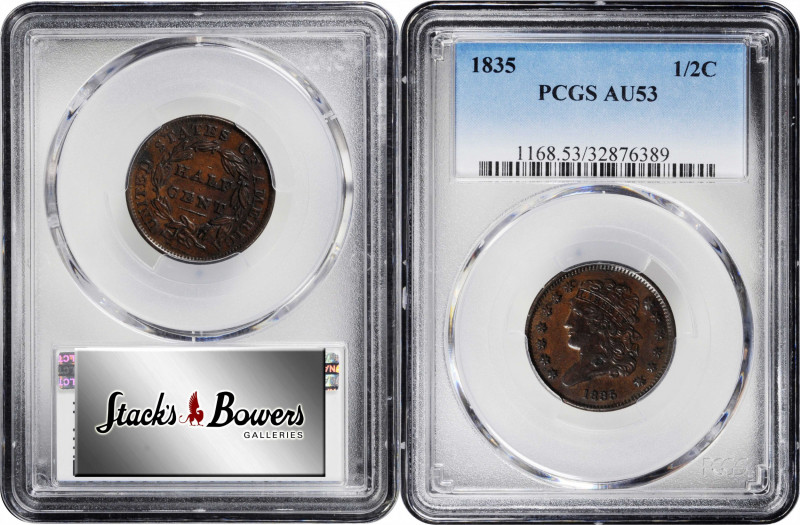 1835 Classic Head Half Cent. C-1. Rarity-1. AU-53 (PCGS).

PCGS# 1168. NGC ID:...