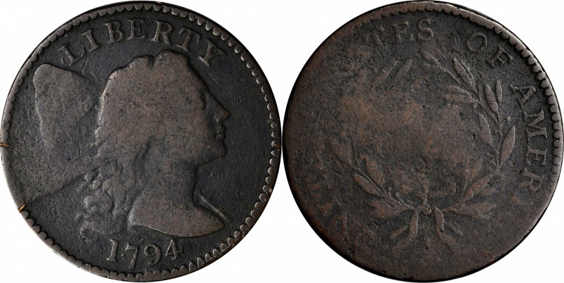 1794 Liberty Cap Cent. S-68. Rarity-5. Head of 1795. Good.

PCGS# 35687. NGC I...