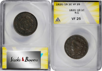 1820/19 Matron Head Cent. N-1. Rarity-1. VF-25 (ANACS).

PCGS# 36679. NGC ID: 2257.

Collector envelope with attribution notation included.
