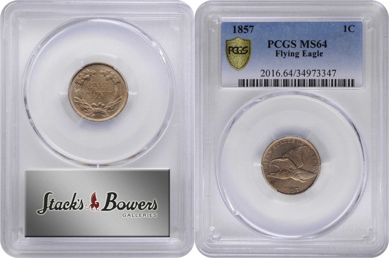 1857 Flying Eagle Cent. Type of 1857. MS-64 (PCGS).

PCGS# 2016. NGC ID: 2276....