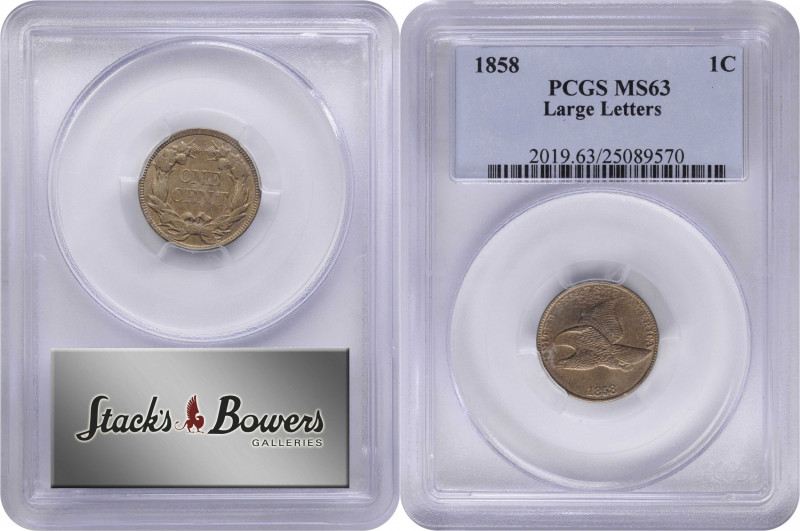 1858 Flying Eagle Cent. Large Letters, High Leaves (Style of 1857), Type I. MS-6...